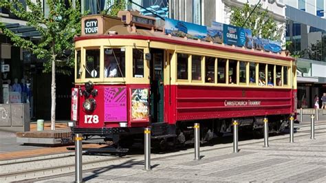 Tram arrives and departs with a bell - sound effect