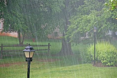 Heavy rain in the yard - sound effect