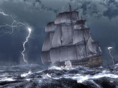 An old ship caught in a storm - sound effect