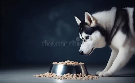 Dog eats from a metal bowl - sound effect