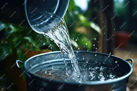 Pouring water into a metal bucket - sound effect