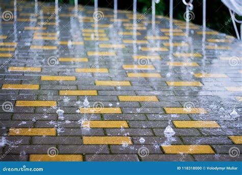 Rain on pavement with splashes, weather - sound effect