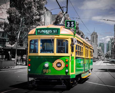 Tram: approaching, passing from left to right - sound effect