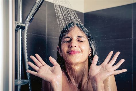 Water, shower on, person under shower - sound effect