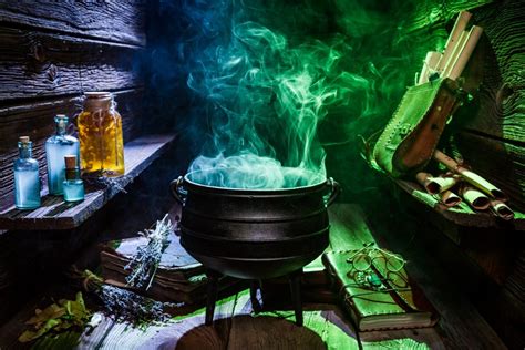 Evil witch brews a potion in a cauldron - sound effect