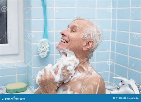 Sound of bathing in the bathroom, a person is being washed