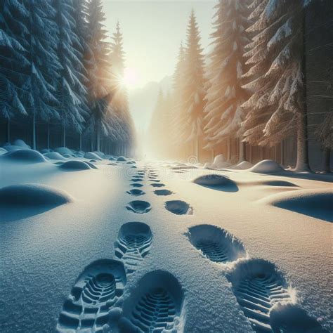 Sound of footsteps in the snow with the creak of shoes