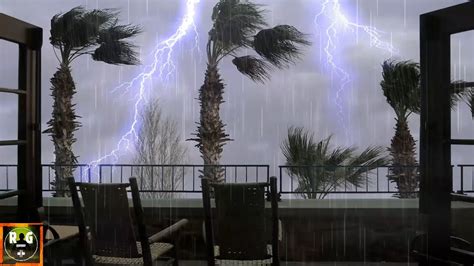 Thunderstorm, heavy rain with thunder noise and wind - sound effect