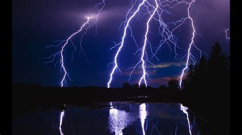 Thunderstorm, moderate rain on skylight, thunder and wind - sound effect