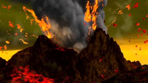 Volcanic eruption, explosions, noise - sound effect