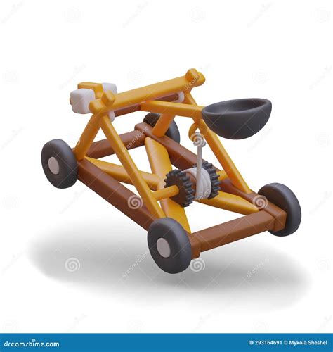 Catapult on wheels moves along a dirt road - sound effect