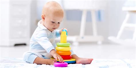 Boy 11 months old playing with toys - sound effect