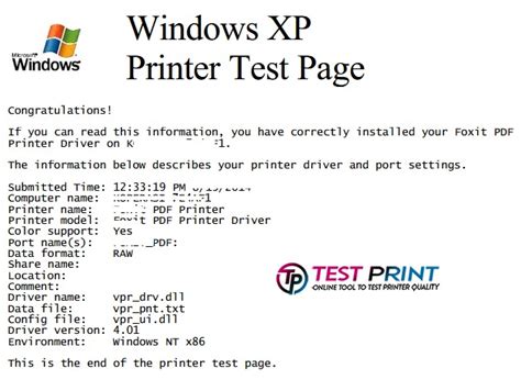 Windows xp printing is complete sound