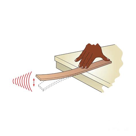 Flat object springs, vibration (ruler) - sound effect