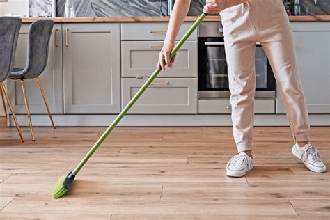 Sweeping a wooden floor - sound effect