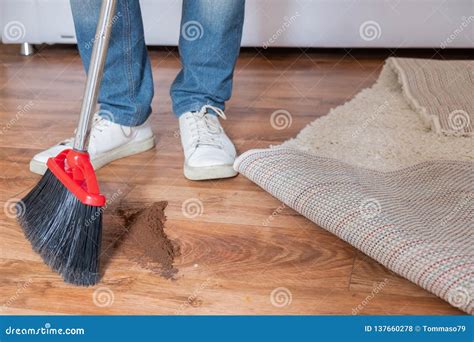 Sweeping a wooden floor - sound effect