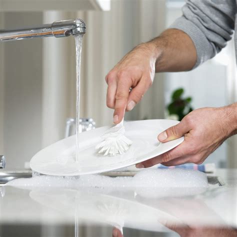 Dishes are washed by hand - sound effect