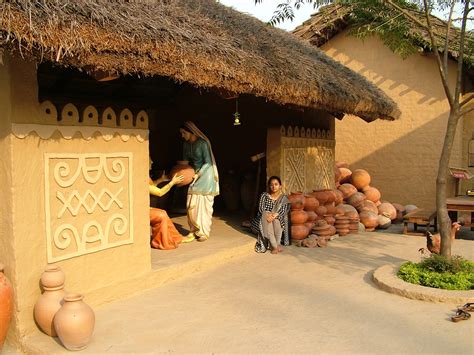 Village in india: village atmosphere, people's voices, birds - sound effect