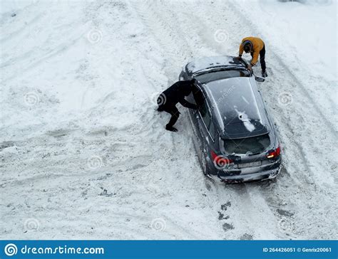 Car is stuck in the snow, slips in a snowdrift (3) - sound effect