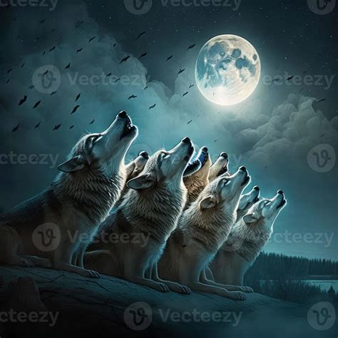 Wolves howling, small pack - sound effect