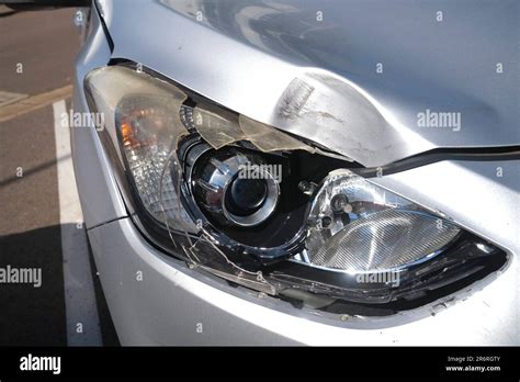 Car headlight is broken in a car accident - sound effect