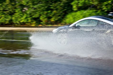Car is moving through a puddle of ice - sound effect