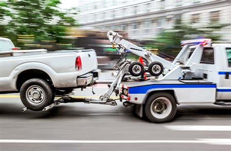 Tow truck motor pulls a car - sound effect