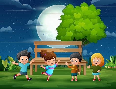 Children playing at night - sound effect