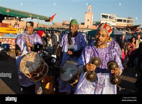 Morocco, marrakech market square, musicians playing - sound effect