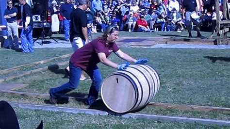Barrel is rolled across floor, rumble of a large metal barrel - sound effect