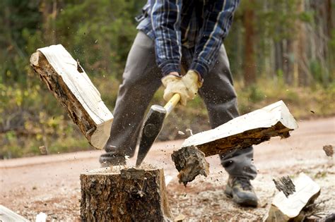 Firewood is chopped, wood cutting - sound effect