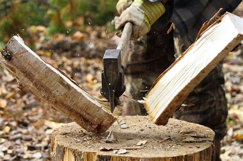 Firewood is chopped, wood cutting - sound effect