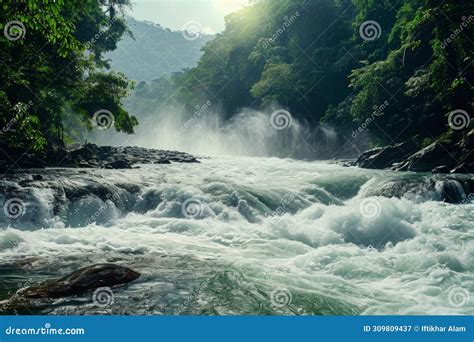 Rapid water flow in the distance - sound effect