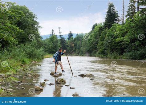 Man walking across the river - sound effect