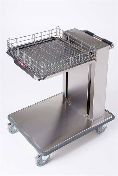 Cart with tray rides, dishes jingle - sound effect